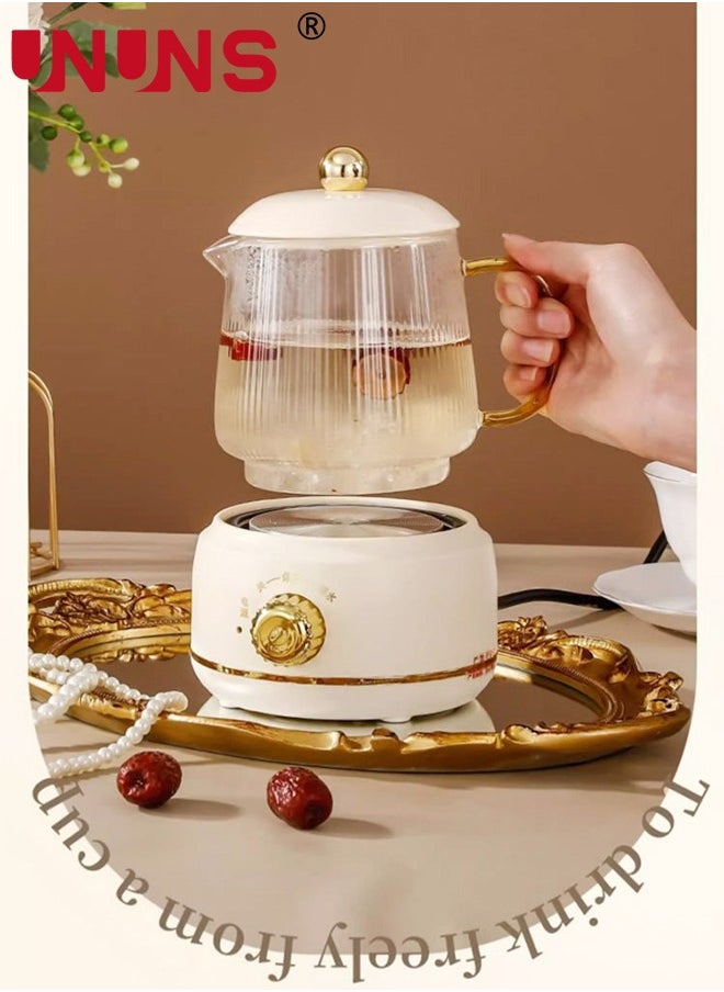 Small Electric Kettle,Automatic Heat Preservation,Glass Portable Kettle Temperature Control,High Borosilicate Glass,600ML Capacity for Your Office or Kitchen,White