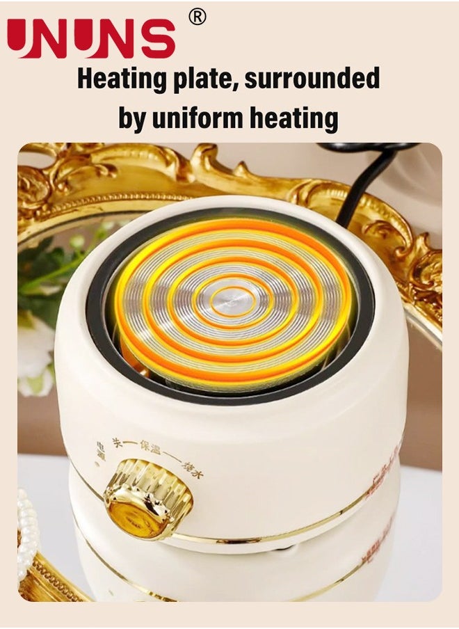 Small Electric Kettle,Automatic Heat Preservation,Glass Portable Kettle Temperature Control,High Borosilicate Glass,600ML Capacity for Your Office or Kitchen,White