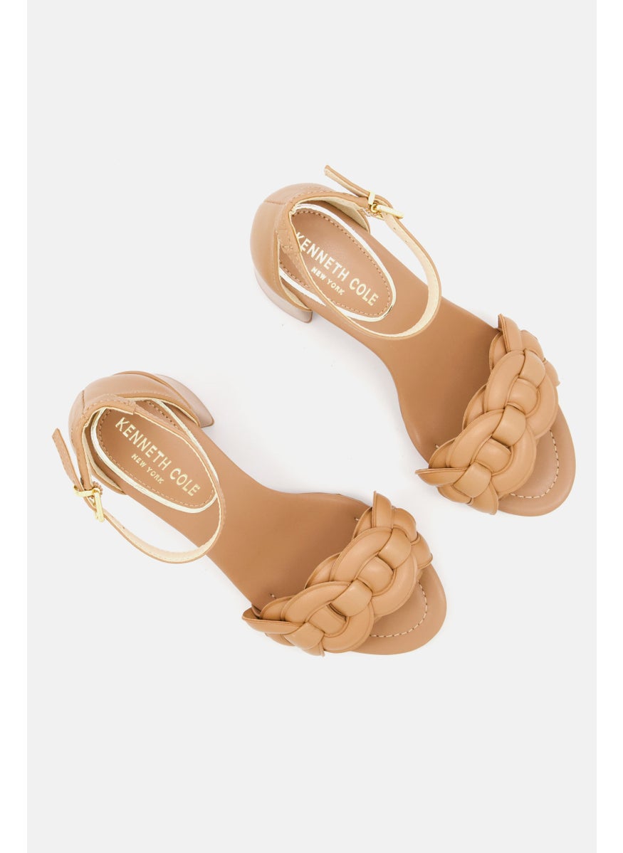 Women Luisa Woven Ankle Strap High Heel Sandals, Brown