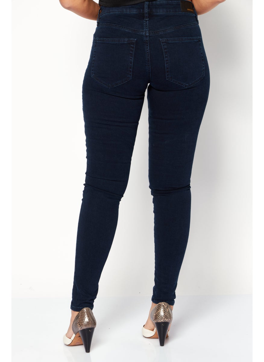 Women Super Slim Fit Dark Wash Non,Stretchable Denim Jeans, Dark Navy