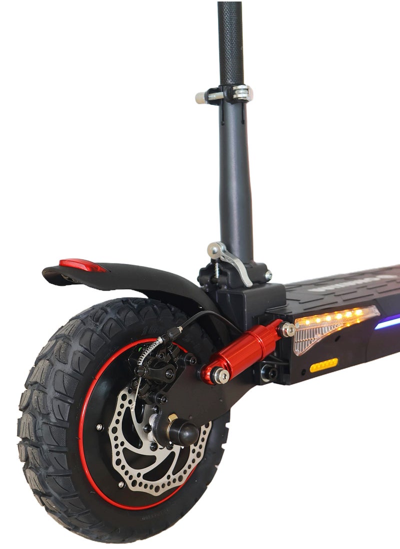CHENXIAN T4 Foldable Kick Scooter with Seat – Dual Suspension, Front & Rear Disc Brakes, Kickstand, Foldable Handlebars – Adult Commuter Scooter for Urban Travel