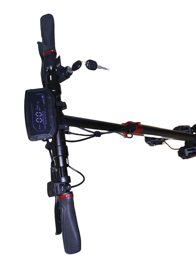 CHENXIAN T4 Foldable Kick Scooter with Seat – Dual Suspension, Front & Rear Disc Brakes, Kickstand, Foldable Handlebars – Adult Commuter Scooter for Urban Travel