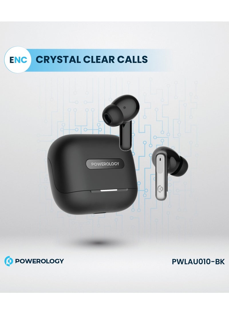 Hybrid ANC+ENC 6MIC True Wireless Buds/ V5.3 Bluetooth/ 50ms Low Latency / 6H Playtime / 50H Standby Time/ Dual EQ Mode - Black