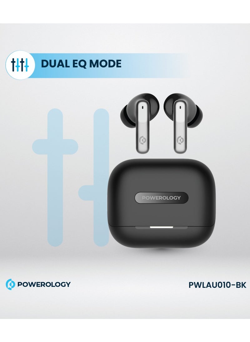 Hybrid ANC+ENC 6MIC True Wireless Buds/ V5.3 Bluetooth/ 50ms Low Latency / 6H Playtime / 50H Standby Time/ Dual EQ Mode - Black