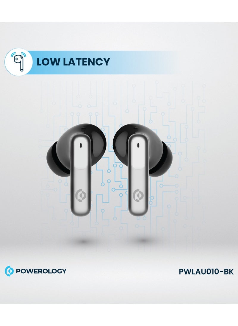 Hybrid ANC+ENC 6MIC True Wireless Buds/ V5.3 Bluetooth/ 50ms Low Latency / 6H Playtime / 50H Standby Time/ Dual EQ Mode - Black