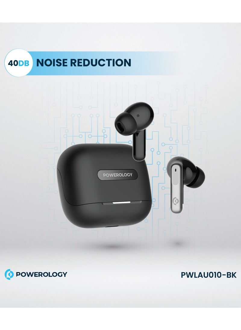Hybrid ANC+ENC 6MIC True Wireless Buds/ V5.3 Bluetooth/ 50ms Low Latency / 6H Playtime / 50H Standby Time/ Dual EQ Mode - Black
