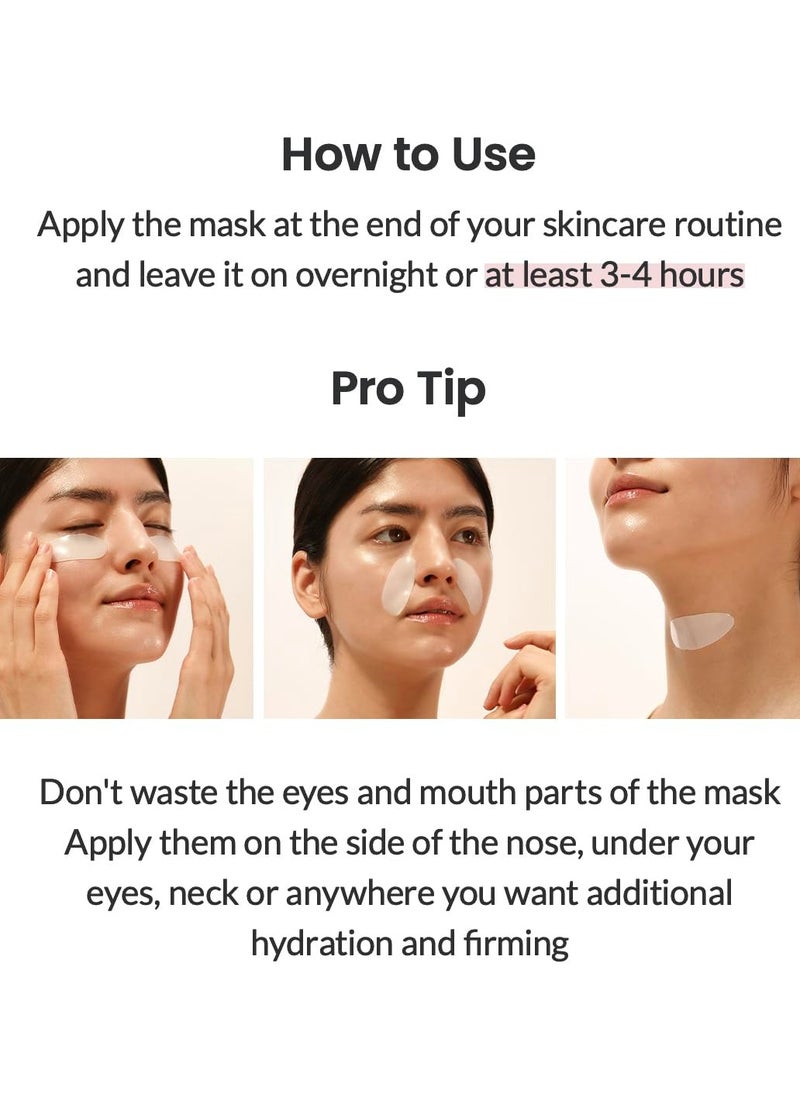 Bio-Collagen Real Deep Mask 4PCS Hydrating Overnight Hydrogel Mask Pore Minimizing Elasticity Improvement 34g