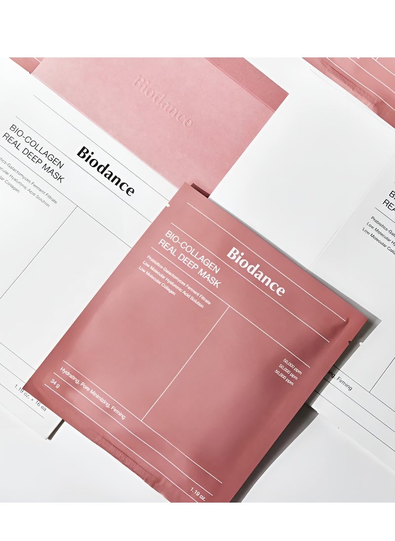 Bio-Collagen Real Deep Mask 4PCS Hydrating Overnight Hydrogel Mask Pore Minimizing Elasticity Improvement 34g