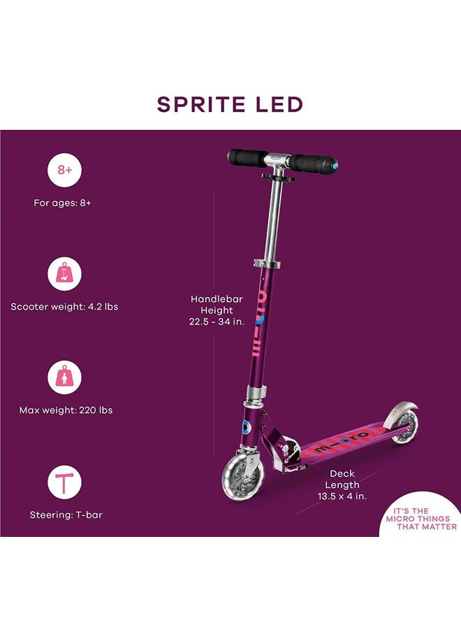 Micro - Sprite Stripe LED Scooter - Purple | Scooters | Scooter for Boys | Scooter for Kids | Kids Scooter | Outdoor Scooter| Ride on Scooter | Scooter for Girls