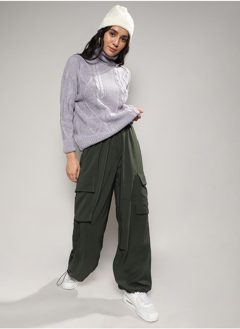 Women's Moon Grey Cable Knit Sweater