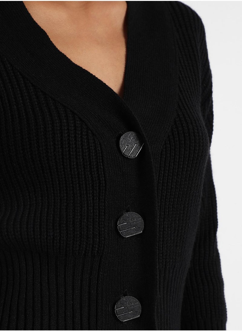 Campus Sutra Women's Solid Ribbed Cropped Cardigan