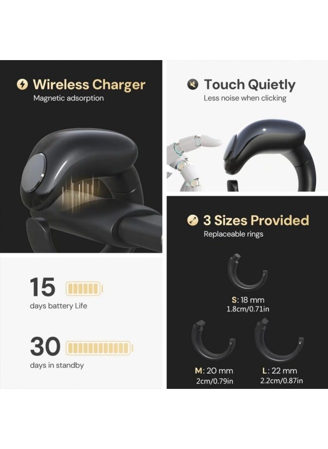Tasbih Zikr Smart Ring, Adjustable Ring Finger Counter with 5 Sizes (16/18/20/22/24mm), APP Support Digital Counter Prayer Reminder Rings, Waterproof 4 Digit Finger Counter Zikr Ring for Muslims (Black)