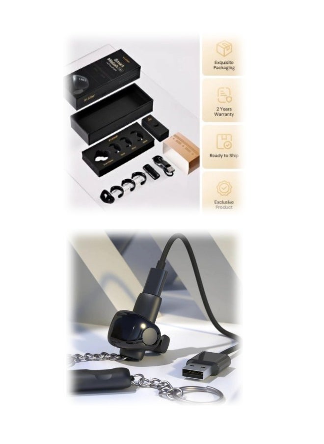 Tasbih Zikr Smart Ring, Adjustable Ring Finger Counter with 5 Sizes (16/18/20/22/24mm), APP Support Digital Counter Prayer Reminder Rings, Waterproof 4 Digit Finger Counter Zikr Ring for Muslims (Black)