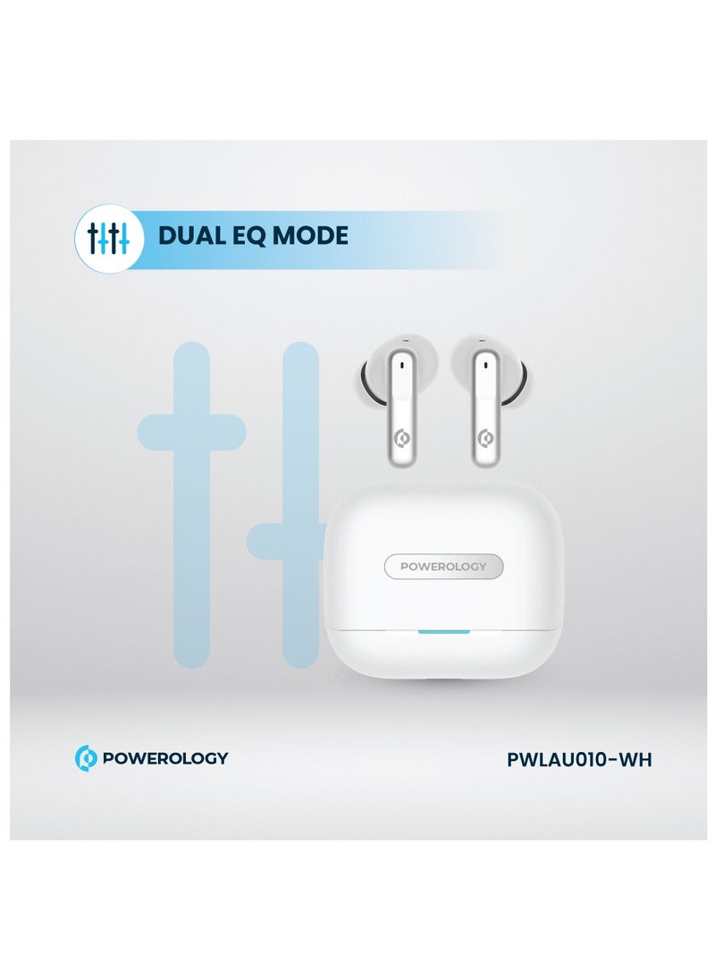 Hybrid ANC+ENC 6MIC True Wireless Buds/ V5.3 Bluetooth/ 50ms Low Latency / 6H Playtime / 50H Standby Time/ Dual EQ Mode - White