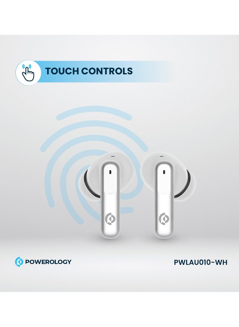 Hybrid ANC+ENC 6MIC True Wireless Buds/ V5.3 Bluetooth/ 50ms Low Latency / 6H Playtime / 50H Standby Time/ Dual EQ Mode - White