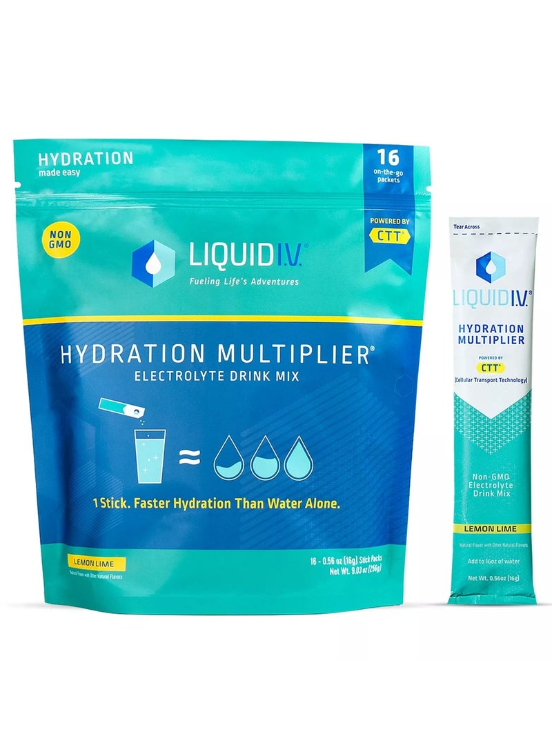 Hydration Multiplier Electrolyte Drink Mix, Lemon Lime, 16 Sticks each 0.56 oz Packaging May Vary