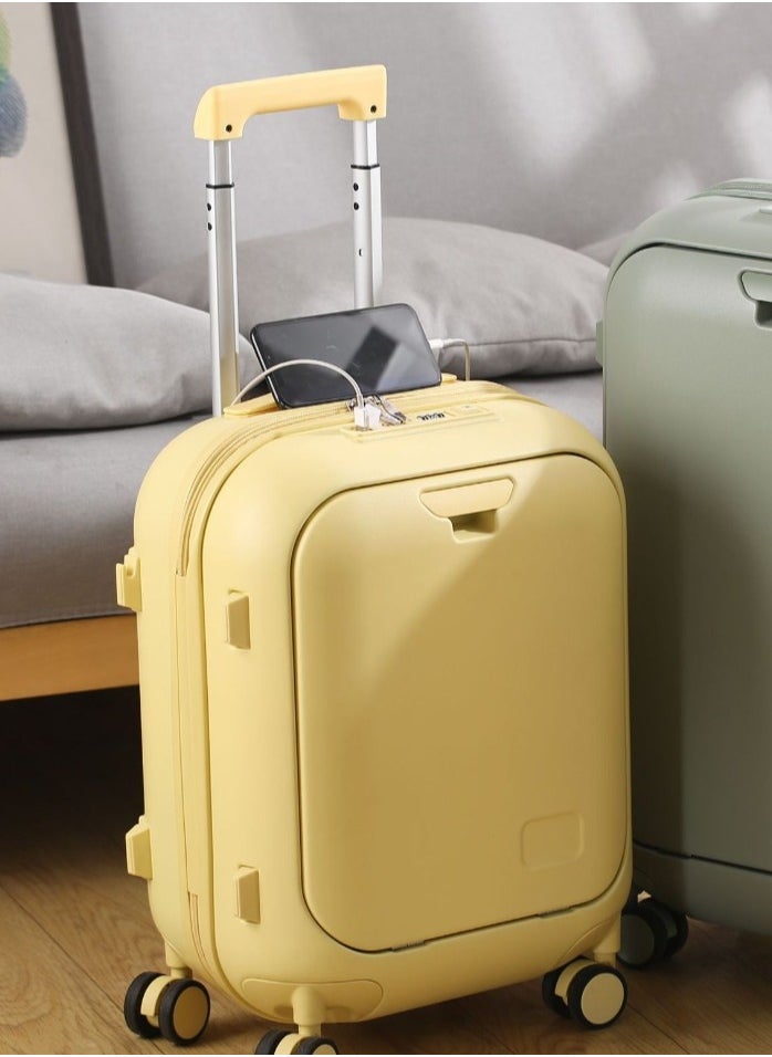 Skycare Carry On Luggage - Durable Hardside Suitcases with  USB Front Laptop Pocket, Aluminum Frame, and TSA Lock - Available in 18