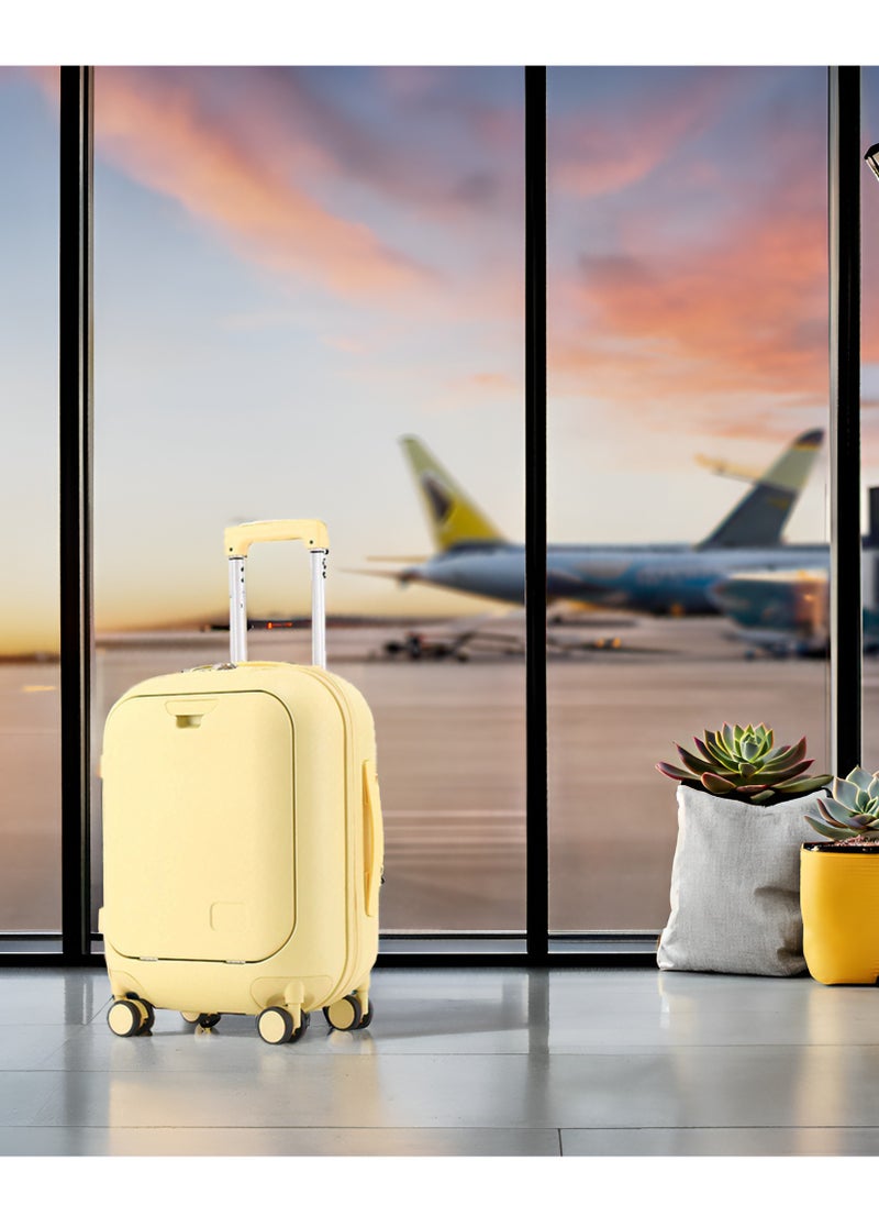 Skycare Carry On Luggage - Durable Hardside Suitcases with  USB Front Laptop Pocket, Aluminum Frame, and TSA Lock - Available in 18