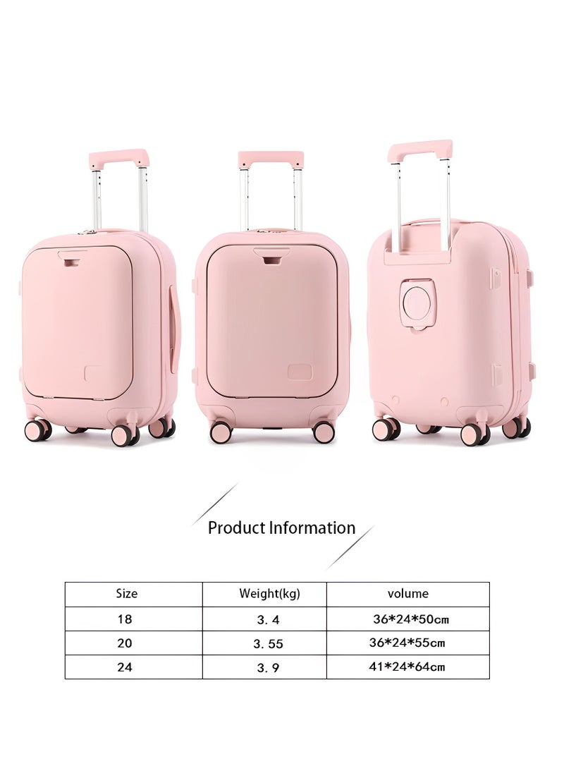 Skycare Carry On Luggage - Durable Hardside Suitcases with  USB Front Laptop Pocket, Aluminum Frame, and TSA Lock - Available in 18