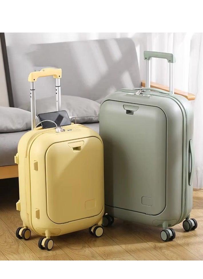 Skycare Carry On Luggage - Durable Hardside Suitcases with  USB Front Laptop Pocket, Aluminum Frame, and TSA Lock - Available in 18