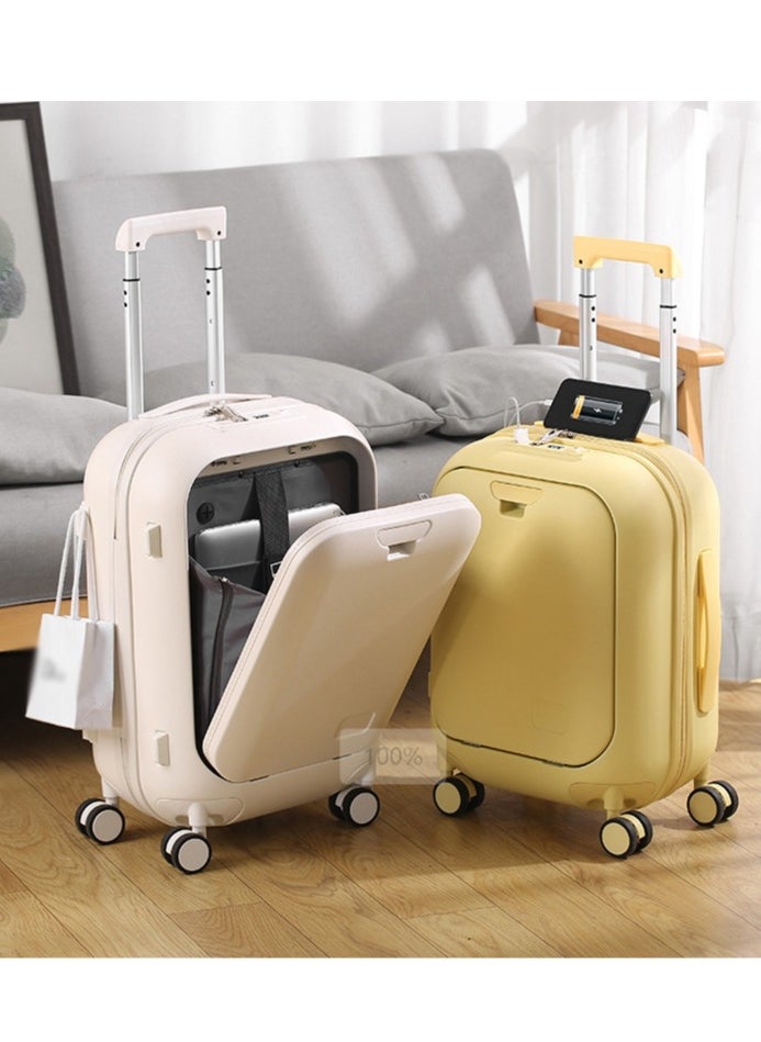 Skycare Carry On Luggage - Durable Hardside Suitcases with USB Front Laptop Pocket, Aluminum Frame, and TSA Lock - Available in 18