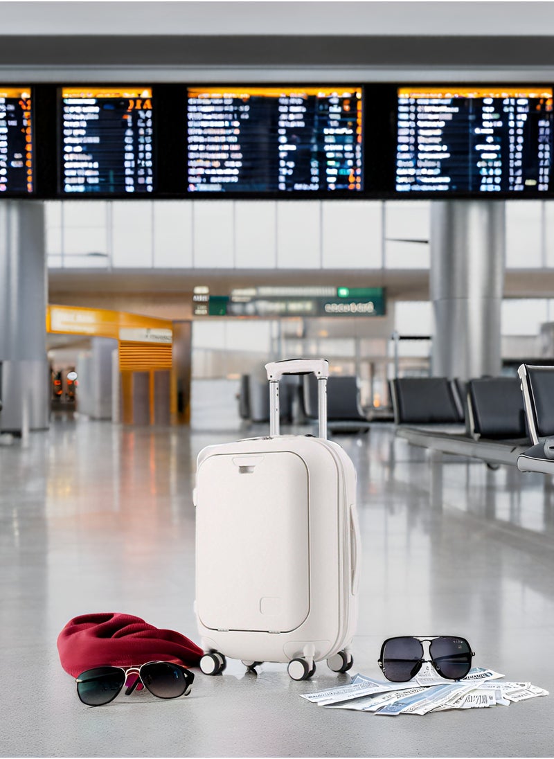 Skycare Carry On Luggage - Durable Hardside Suitcases with USB Front Laptop Pocket, Aluminum Frame, and TSA Lock - Available in 18
