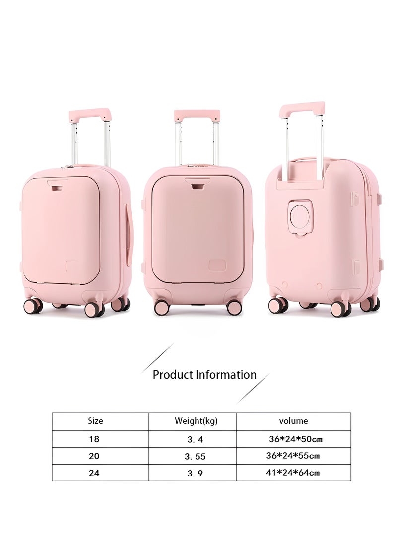 Skycare Carry On Luggage - Durable Hardside Suitcases with USB Front Laptop Pocket, Aluminum Frame, and TSA Lock - Available in 18