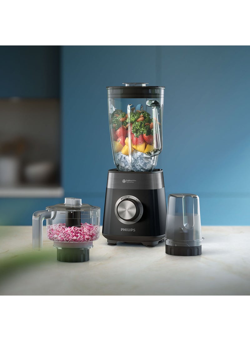 5000 Series Blender,3 Speed+ Pulse, ProBlend Plus Technology, Chopper & Mill Attachment 2 L 1200 W HR3033/00 Black