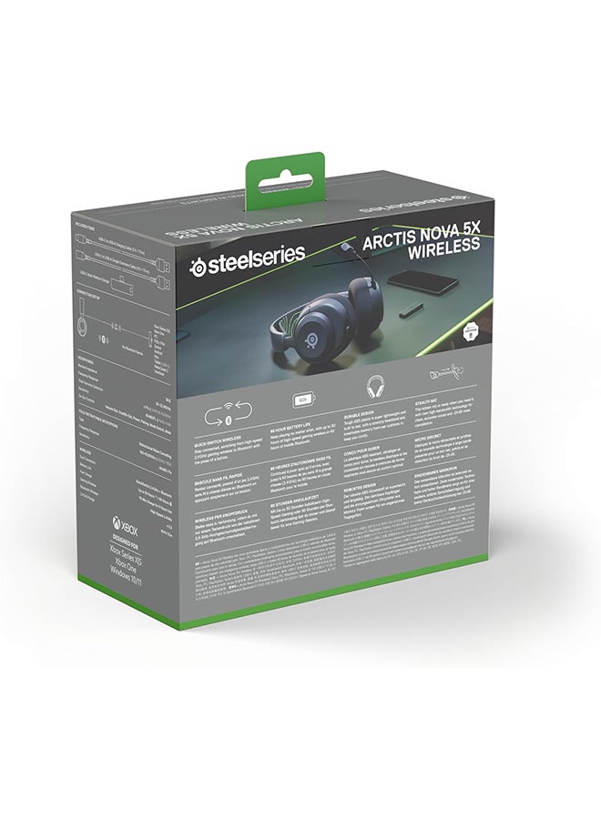 Arctis Nova 5X Wireless Multi-System Gaming Headset — Neodymium Magnetic Drivers — 100+ Audio Presets — 60 HR Battery — 2.4GHz or BT — ClearCast Gen2.X Mic — Xbox, PC, PS, Switch, Mobile