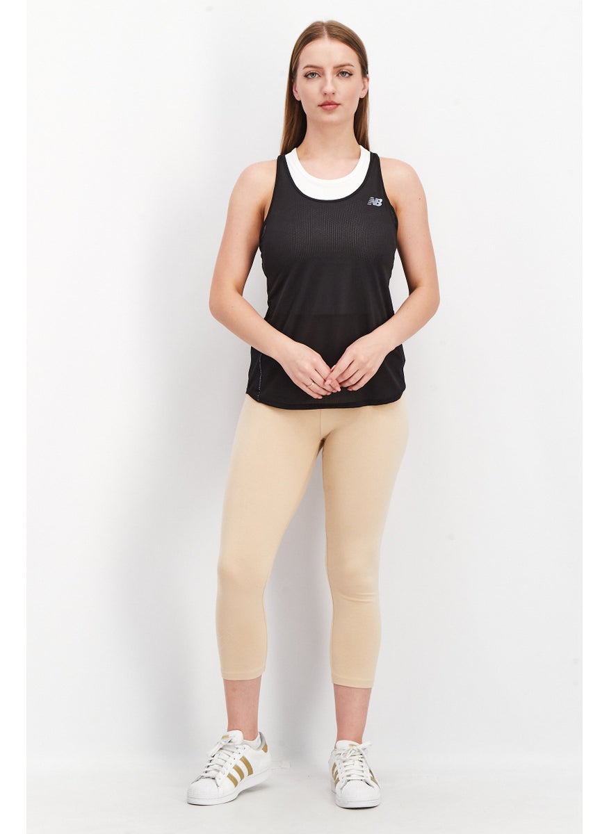 Women Athletic Fit Sleeveless Brand Logo Training Tank, Black