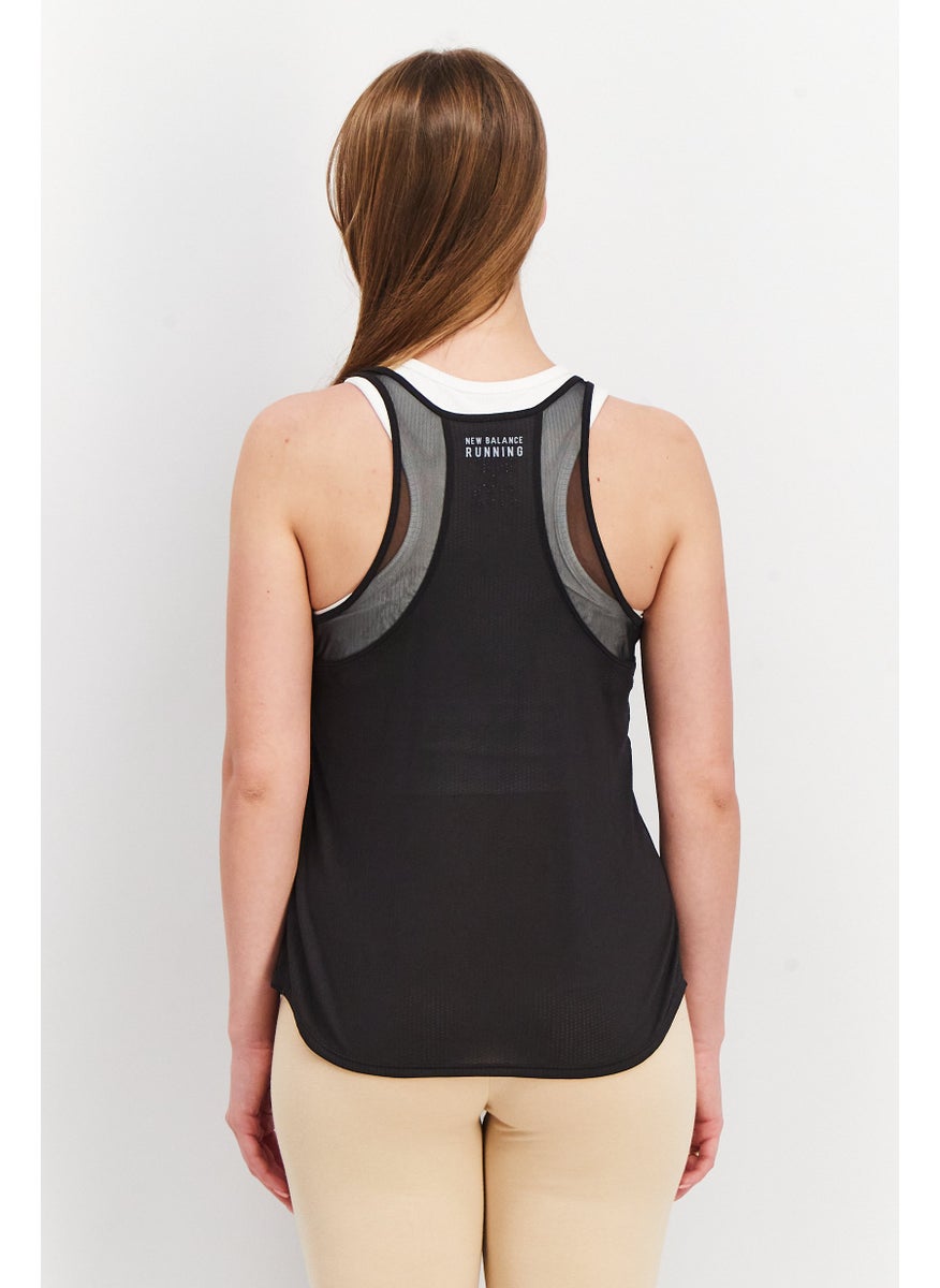 Women Athletic Fit Sleeveless Brand Logo Training Tank, Black