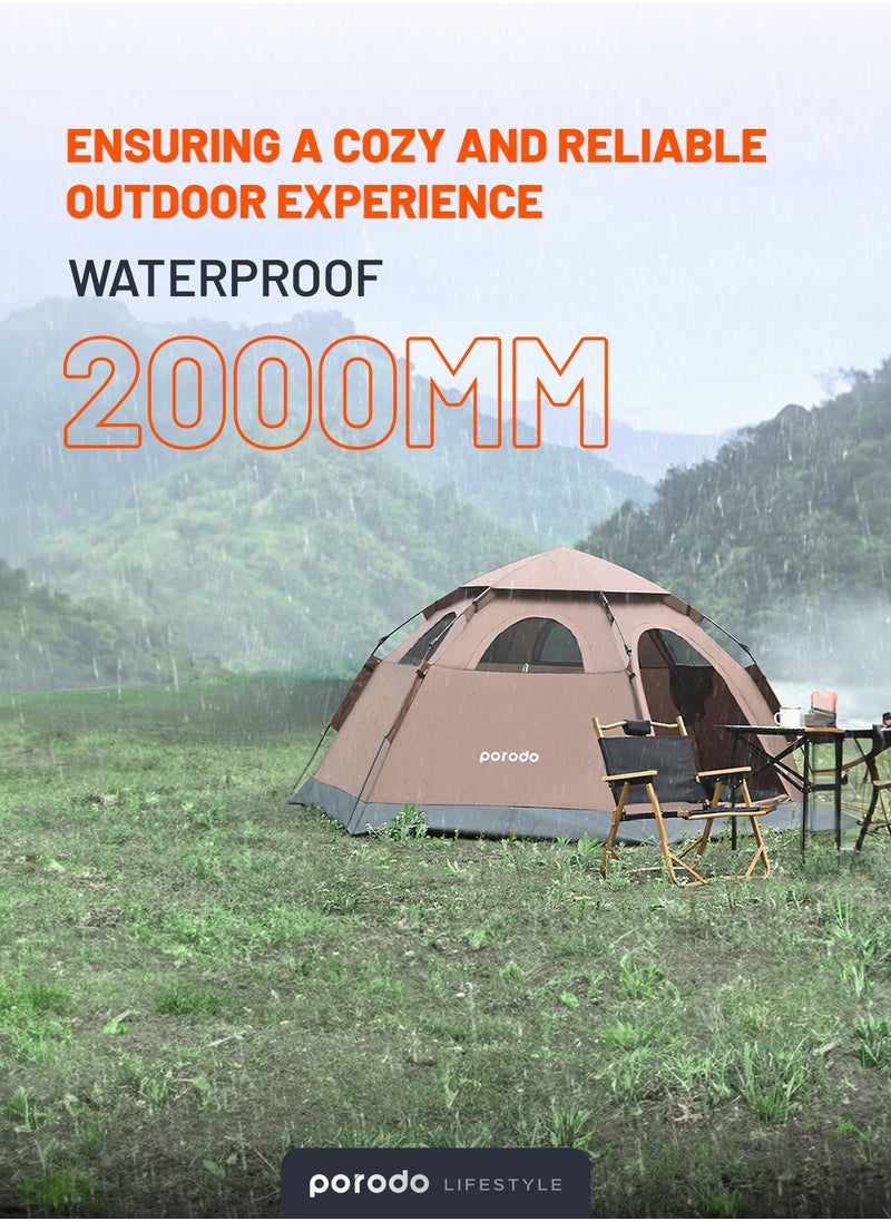 Lifestyle 4-Person Easy Pop-Up Automatic Camping Tent / Wind Resistant / Effective Ventilation & Mesh Window / Automatic Pop Up /  - Light Brown