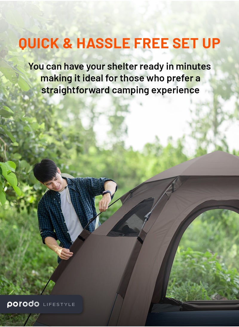 Lifestyle 4-Person Easy Pop-Up Automatic Camping Tent / Wind Resistant / Effective Ventilation & Mesh Window / Automatic Pop Up /  - Light Brown