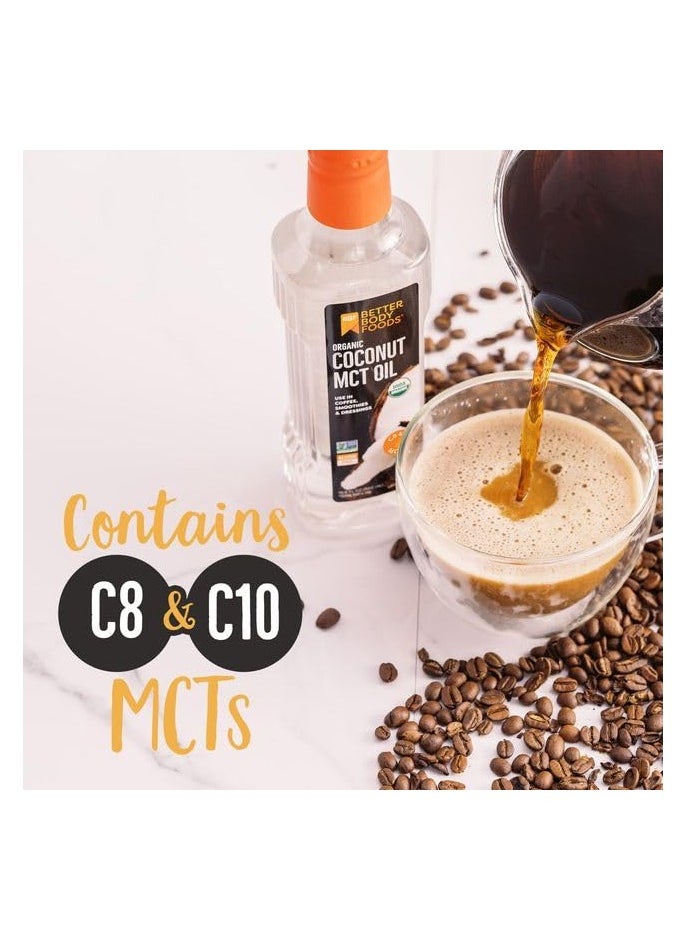 BetterBody Foods' Organic Coconut 100% MCT Oil - Keto-Friendly - C8 & C10 - Gluten Free - 16.9 oz