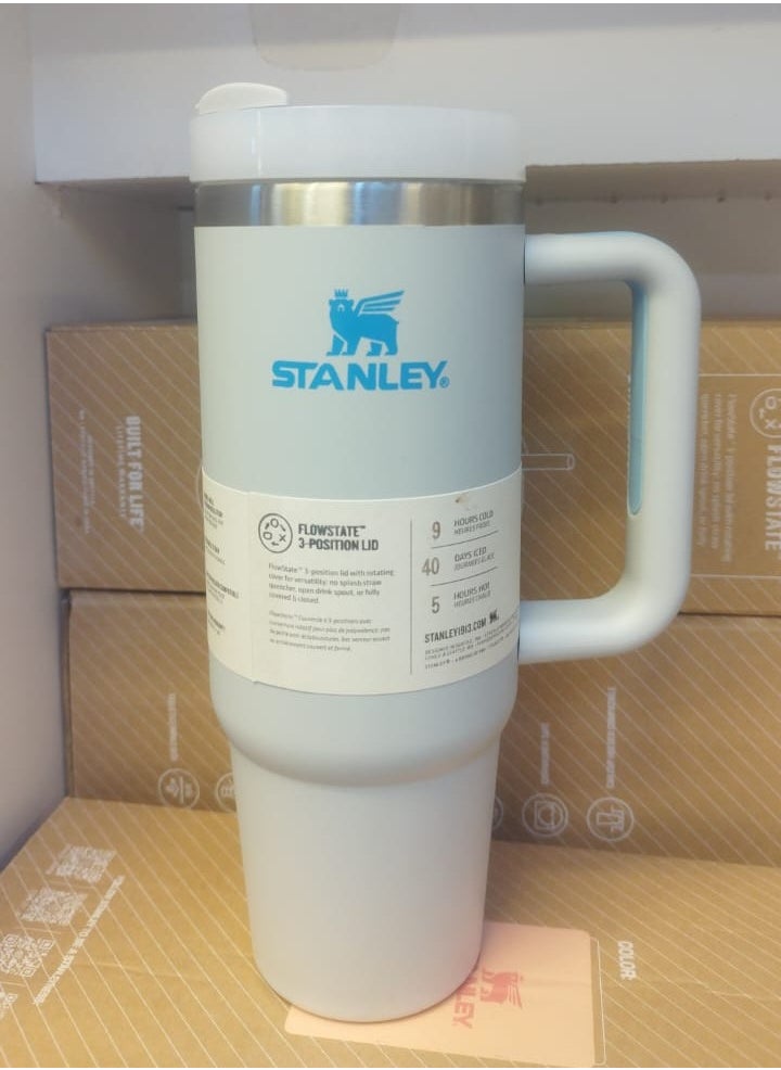 30oz Tumbler with Handle Insulated Stainless Steel Travel Coffee Mug with Straw & Medium Water Bottle Cup for Hot & Cold Beverages