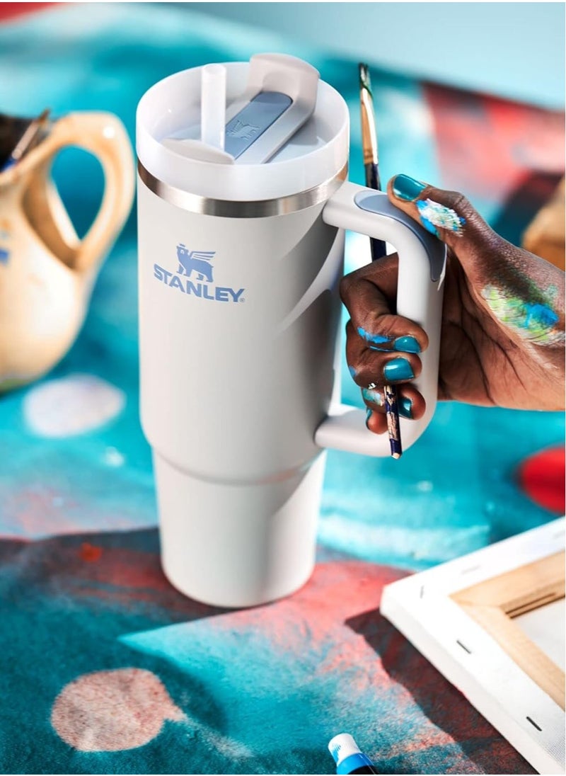 30oz Tumbler with Handle Insulated Stainless Steel Travel Coffee Mug with Straw & Medium Water Bottle Cup for Hot & Cold Beverages