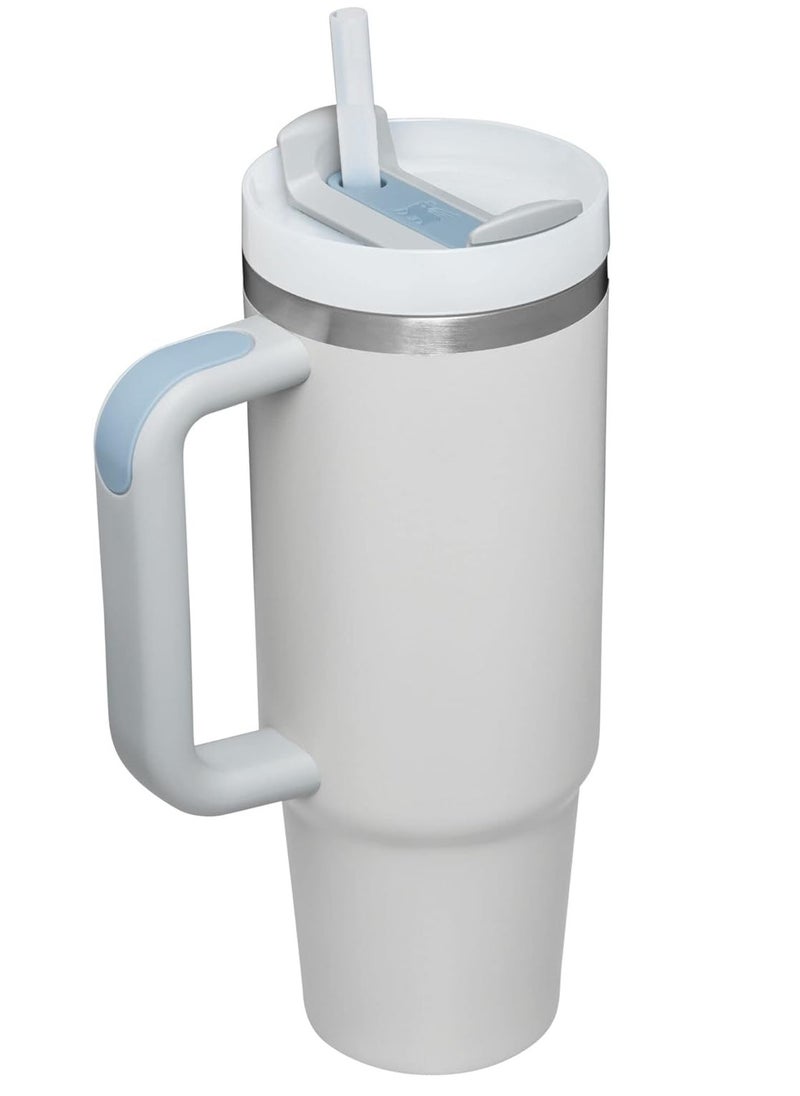 30oz Tumbler with Handle Insulated Stainless Steel Travel Coffee Mug with Straw & Medium Water Bottle Cup for Hot & Cold Beverages