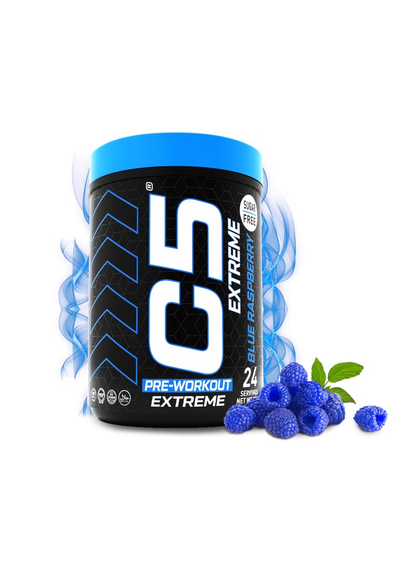 C5 Extreme Pre Workout Powder Blue Raspberry - 24 Servings, 200mg High Caffeine- Sugar Free-Zero Calories-Beta Alanine-Citrulline Malate, High-Performance PreWorkout Booster Supplement