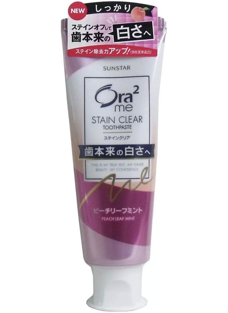 Ora2 Sunstar Stain Clear Whitening Toothpaste 130g Peach Leaf Mint,Pack of 2