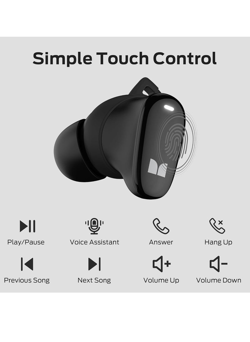 N-Lite 206 Wireless Earbuds Bluetooth 5.4 in Ear Headphones, Bluetooth Ear Buds Built-in Microphone, Touch Control, Comfortable Fit, USB-C Fast Charging, IPX6 Waterproof, 25H Playtime