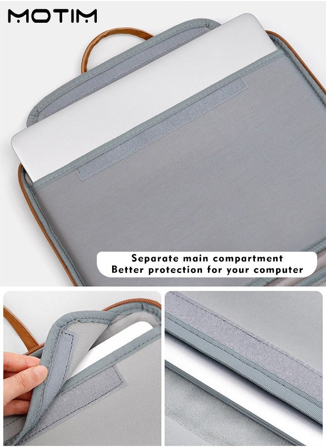 Leather Laptop Sleeve Case, 13-13.3 Inch, Waterproof Carrying Bag, Laptop Handbag Business Briefcase Compatible with 13 inch MacBook Air, 13 inch MacBook Pro, 12.3 Surface Pro