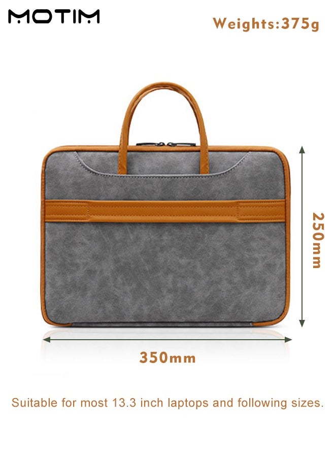 Leather Laptop Sleeve Case, 13-13.3 Inch, Waterproof Carrying Bag, Laptop Handbag Business Briefcase Compatible with 13 inch MacBook Air, 13 inch MacBook Pro, 12.3 Surface Pro