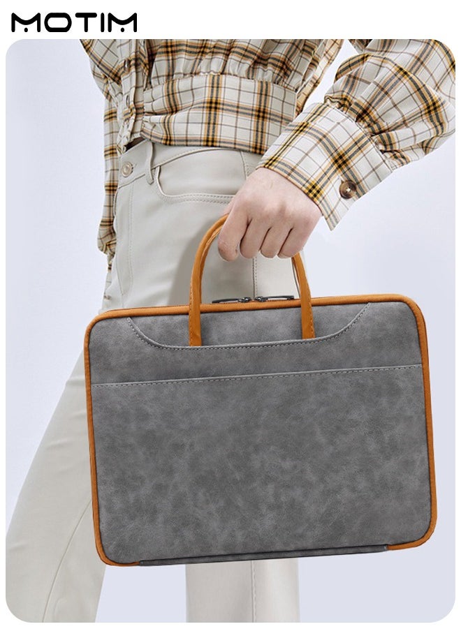 Leather Laptop Sleeve Case, 13-13.3 Inch, Waterproof Carrying Bag, Laptop Handbag Business Briefcase Compatible with 13 inch MacBook Air, 13 inch MacBook Pro, 12.3 Surface Pro