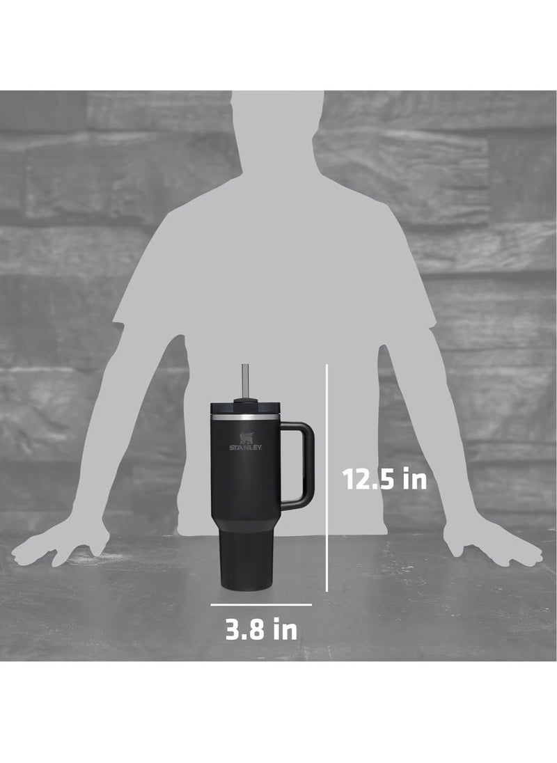Stanley 40oz Quencher H20 Flowstate Stainless Steel Vacuum Insulated Tumbler with Lid and Straw for Water, Iced Tea or Coffee, Smoothie and More, Cream (Black)