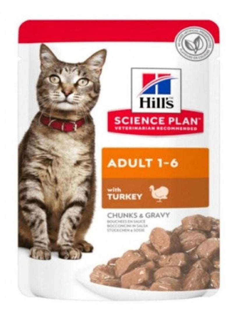 Hill's Science Plan Adult Wet Cat Food Turkey Pouches (85g x 12 Pcs ) - 1 Box