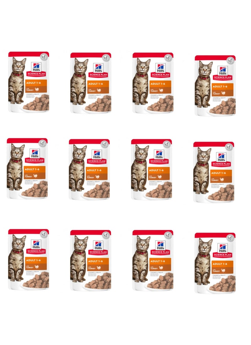 Hill's Science Plan Adult Wet Cat Food Turkey Pouches (85g x 12 Pcs ) - 1 Box
