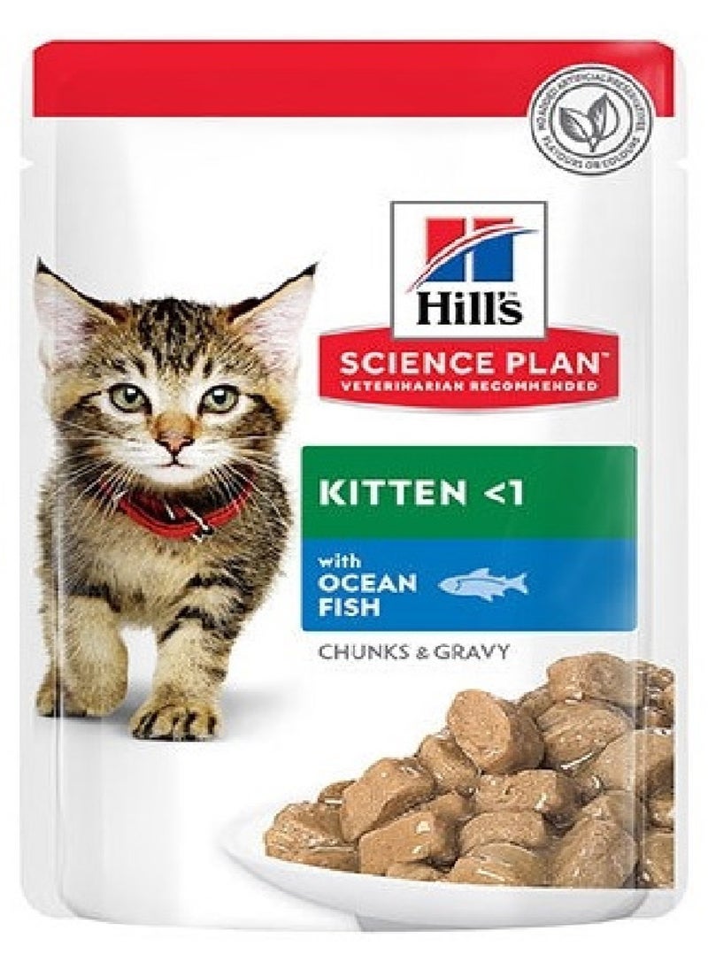 Hill's Science Plan Tender Chunks & Gravy Kitten Ocean Pouches (85g x 12 Pcs ) - 1 Box
