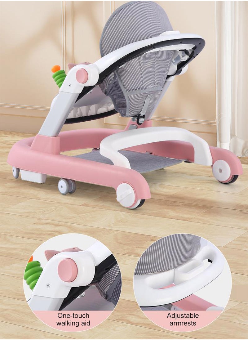 Baby Push Walker With Footpad, Push Handle And Wheels