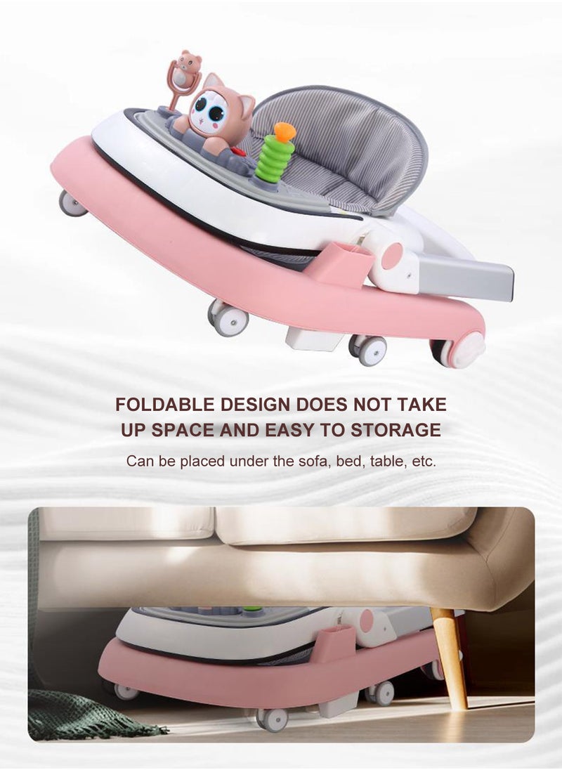 Baby Push Walker With Footpad, Push Handle And Wheels