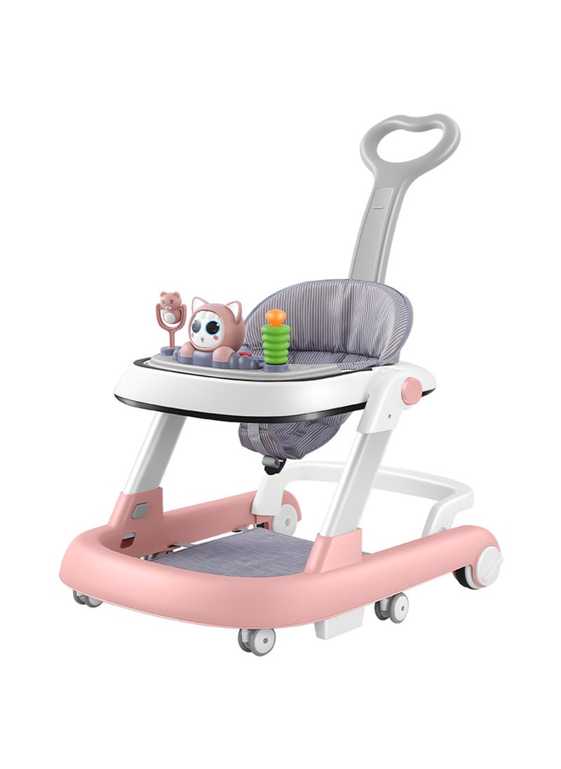 Baby Push Walker With Footpad, Push Handle And Wheels